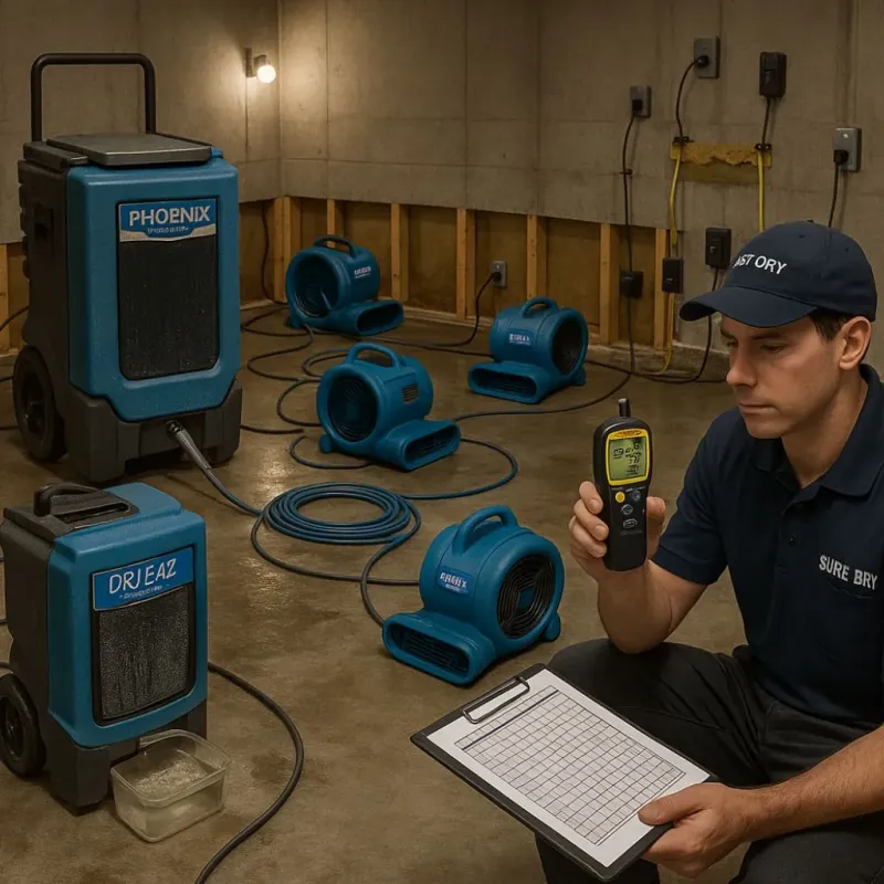 Structural Drying and Dehumidification process in McClain County, OK